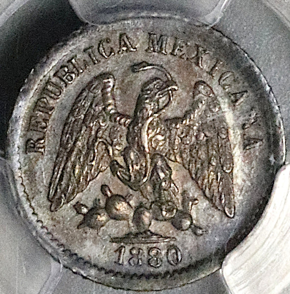 1880/76-Mo PCGS MS 62 Mexico 5 Centavos Overdate Silver Coin (25092901C)