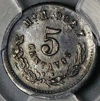 1880/76-Mo PCGS MS 62 Mexico 5 Centavos Overdate Silver Coin (25092901C)