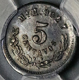 1880/76-Mo PCGS MS 62 Mexico 5 Centavos Overdate Silver Coin (25092901C)