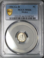 1886-Go PCGS MS 66 Mexico 5 Centavos Guanajuato Gem Mint State Silver Coin (25012603D)