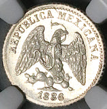 1886-Mo NGC MS 65 Mexico 5 Centavos Gem Mint State Silver Coin POP 2/3 (26032702C)