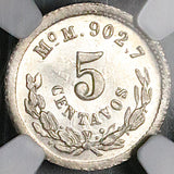 1886-Mo NGC MS 65 Mexico 5 Centavos Gem Mint State Silver Coin POP 2/3 (26032702C)