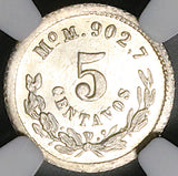 1886-Mo NGC MS 65 Mexico 5 Centavos Gem Mint State Silver Coin POP 2/3 (26032702C)