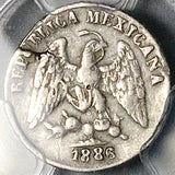 1886-Pi PCGS VF Mexico 5 Centavos Potosi Mint Rare 33k Silver Reengraved Coin (26012504C)