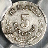 1886-Pi PCGS VF Mexico 5 Centavos Potosi Mint Rare 33k Silver Reengraved Coin (26012504C)
