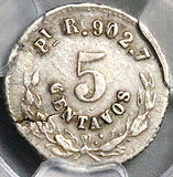 1886-Pi PCGS VF Mexico 5 Centavos Potosi Mint Rare 33k Silver Reengraved Coin (26012504C)