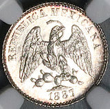 1887-Go R/S NGC MS 64 Mexico 5 Centavos Guanajuato Mint State Silver Coin (26092204C)
