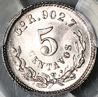 1887-Go PCGS MS 65 Mexico 5 Centavos Guanajuato Mint Silver Coin (25082601C)