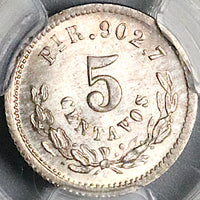1887-Pi PCGS MS 66 Mexico 5 Centavos GEM Silver Coin (24112702C)