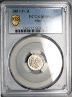 1887-Pi PCGS MS 66 Mexico 5 Centavos GEM Silver Coin (24112702C)