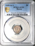 1888-As PCGS AU 53 Mexico 5 Centavos Alamos Mint Rare 32k Coin POP 1/1 (26030502C)