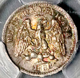 1888-Ca PCGS MS 65 Mexico 5 Centavos Chihuahua Gem Mint State Silver Coin POP 1/0 (26060701C)