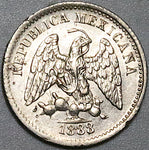 1888-Ca Mexico 5 Centavos AU Chihuahua Mint Scarce Silver Coin (25061702R)