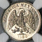 1888-Do NGC MS 64 Mexico 5 Centavos Durango Mint State 91k Silver Coin POP 3/1 (23053101C)