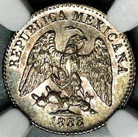 1888-Ga NGC AU 58 Mexico 5 Centavos Large G Guadalajara Silver Coin (25040601C)