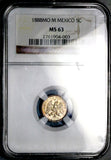 1888-Mo NGC MS 63 Mexico 5 Centavos Mint State Silver Coin (26102301C)