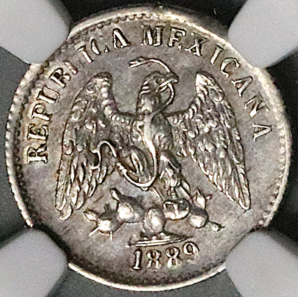 1889-Ca NGC VF Mexico 5 Centavos Chihuahua Mint 44k Silver Coin (23082401C)
