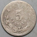 1890-As L Mexico 5 Centavos Rare Alamos Mint 30k Mintage (25081401R)