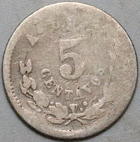 1890-As L Mexico 5 Centavos Rare Alamos Mint 30k Mintage (25081401R)
