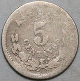 1890-As L Mexico 5 Centavos Rare Alamos Mint 30k Mintage (25081401R)