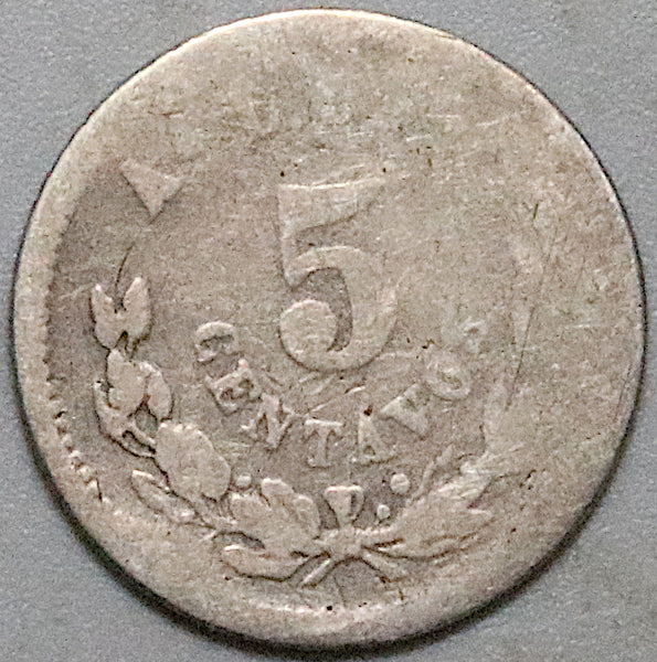 1890-As L Mexico 5 Centavos Rare Alamos Mint 30k Mintage (25081401R)