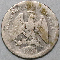 1890-As L Mexico 5 Centavos Rare Alamos Mint 30k Mintage (25081401R)