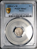 1890-Ca PCGS MS 63 Mexico 5 Centavos Chihuahua Mint Silver Coin POP 1/1 (26100601C)