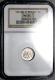 1891-Mo NGC MS 63 Mexico 5 Centavos Mint State Silver Coin (26102302C)