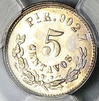 1891/89-Pi PCGS MS 62 Mexico 5 Centavos Overdate Overassayer Silver Coin POP 1/0 (25092902C)