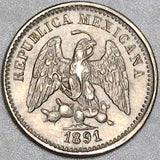 1891-Zs Mexico 5 Centavos UNC Zacatecas Mint Silver Coin (25100301R)