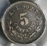 1892-As PCGS XF 45 Mexico 5 Centavos Alamos Mint Rare 13k Silver Coin POP 1/0 (26020501C)