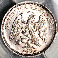 1892-Ga PCGS MS 63 Mexico 5 Centavos 78k Silver Coin POP 1/2 (24112703C)