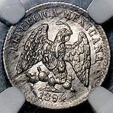 1894-Ca NGC MS 63 Mexico 5 Centavos Chihuahua Mint Silver Coin POP 2/2 (26100602C)
