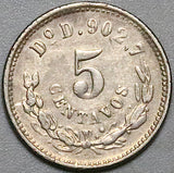 1894-Do Mexico 5 Centavos VF Durango Rare 38K Silver Last Year Coin (26061002R)