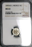 1895-As NGC MS 63 Mexico 5 Centavos Alamos Mint Rare 20k Coin (23072902C)