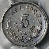 1895-As PCGS XF 45 Mexico 5 Centavos Alamos Mint Rare 20k Silver Coin POP 1/2 (25100703C)