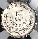 1896-Go NGC MS 65 Mexico 5 Centavos Guanajuato Mint Silver Coin (26092303C)