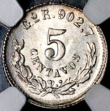 1896-Go NGC MS 65 Mexico 5 Centavos Guanajuato Mint Silver Coin (26092303C)