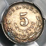 1898-Go PCGS AU Mexico 5 Centavos Mule Peso Die Guanajuato Mint Silver Coin (26030101C)