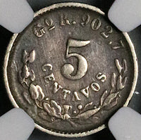 1898-Go NGC XF 40 Mexico 5 Centavos Mule Peso Guanajuato Mint Silver Coin (23050302C)