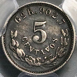1898-Go PCGS XF 45 Mexico 5 Centavos Mule Peso Die Guanajuato Mint Silver Coin (26072704C)