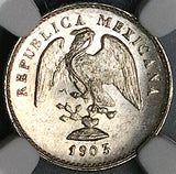 1903-Mo NGC MS 65 Mexico 5 Centavos Mint State Gem Vintage Holder Silver Coin (24030301C)