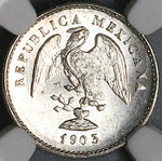 1903-Mo NGC MS 65 Mexico 5 Centavos Mint State Gem Vintage Holder Silver Coin (24030302C)