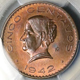 1942 PCGS MS 64 RB Mexico 5 Centavos Josefa Bronze Scarce Coin (25050602C)