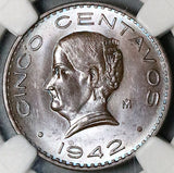 1942 NGC MS64 Mexico 5 Centavos Josefa Bronze Scarce Coin (23070402C)