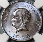 1942 NGC MS 65 Mexico 5 Centavos Josefa Bronze Scarce Coin (24043002C)