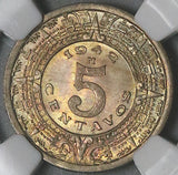 1942 NGC MS 66 Mexico 5 Centavos Aztec Sun Stone Copper Nickel Coin (25112204C)