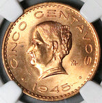 1945 NGC MS 66 RD Mexico 5 Centavos Josefa Bronze RED Coin POP 3/0 (25061903C)