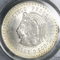 1948 PCGS MS 66 Mexico 5 pesos OGH Cuauhtémoc Aztec Emperor Silver Coin (24040904C)