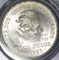 1953 PCGS MS 64 Mexico 5 pesos GEM Silver Coin (25043004C)